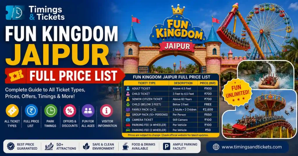 Fun Kingdom Jaipur Ticket Price 2026 Full Price List