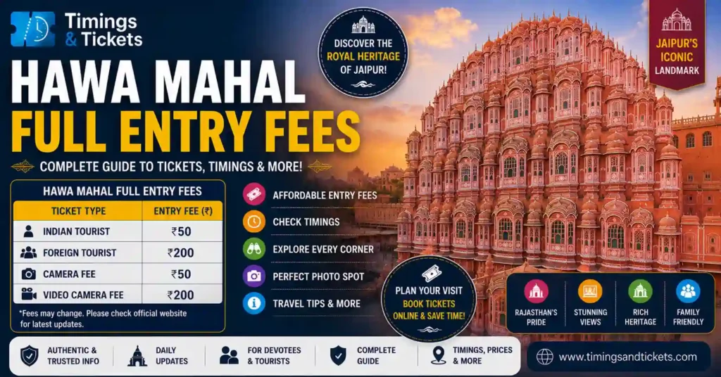 Hawa Mahal Ticket Price 2026: Full Entry Fees